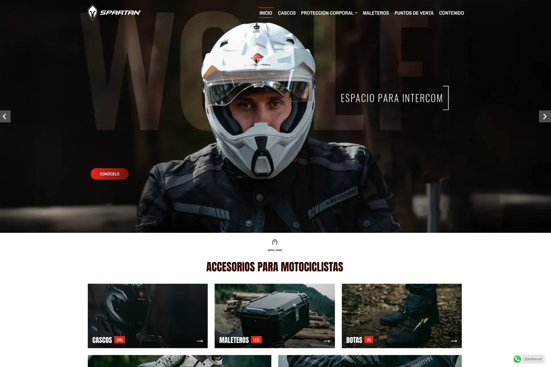 Spartan Helmets — Un e-commerce robusto para equipamiento certificado DOT, ECE y CE.